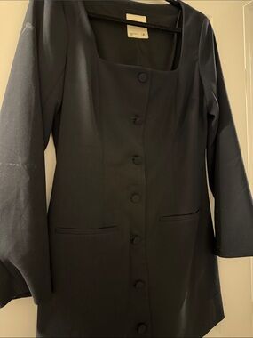 Abercrombie & Fitch Black Square-Neck Button Front Blazer